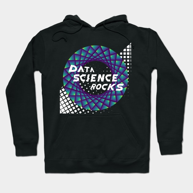 Data Science Rocks | Retro Checkered Flag Racing Logo Blue Green Yellow Hoodie by aRtVerse